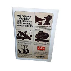 1973 Aetna Insurance Ad Vintage Auto No-Fault Law Life Casualty Print Ad